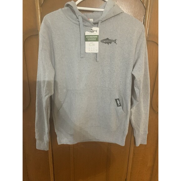 REPYOURWATER NWT Men’s Gray Fishing Sweatshirt With Graphic. Size Xs. B16 - Picture 1 of 6